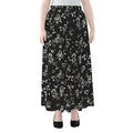 Black And White Flower Print Chiffon Maxi Skirt