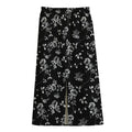 Black And White Flower Print Cotton Front Slit Maxi Skirt