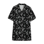 Black And White Flower Print Cotton Hawaiian Shirt