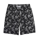 Black And White Flower Print Cotton Shorts