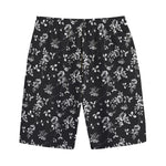Black And White Flower Print Cotton Shorts