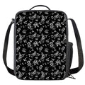 Black And White Flower Print Crossbody Lunch Bag
