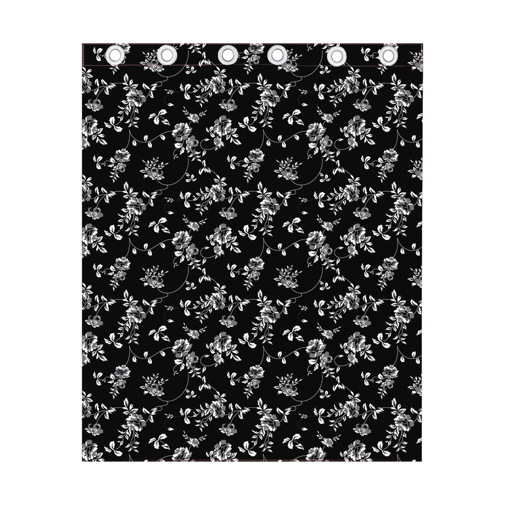 Black And White Flower Print Curtain