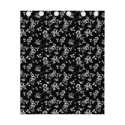 Black And White Flower Print Curtain