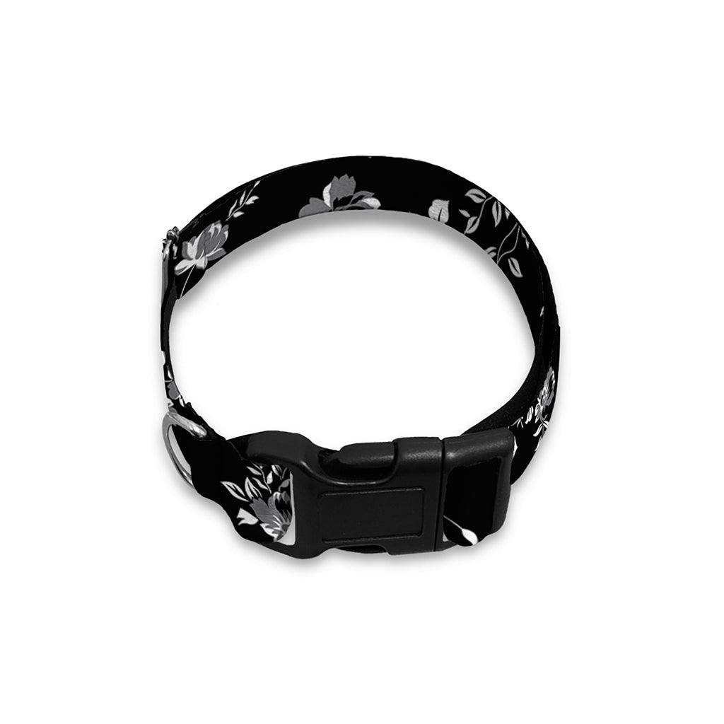 Black And White Flower Print Dog Collar