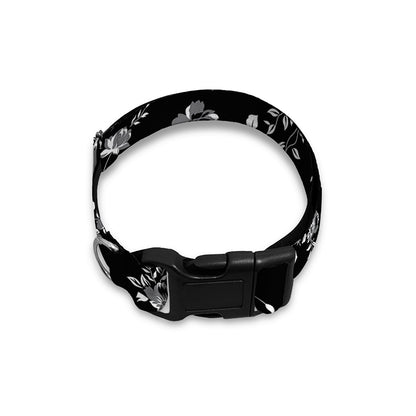 Black And White Flower Print Dog Collar