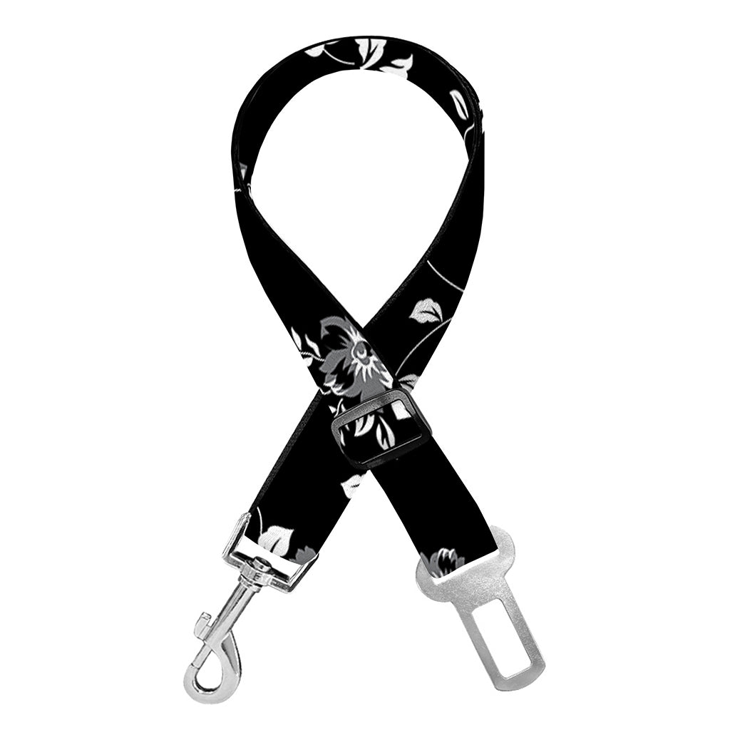 Black And White Flower Print Dog Seat Belt
