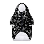 Black And White Flower Print Dog Zip Up Hoodie
