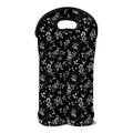 Black And White Flower Print Double Neoprene Wine Tote