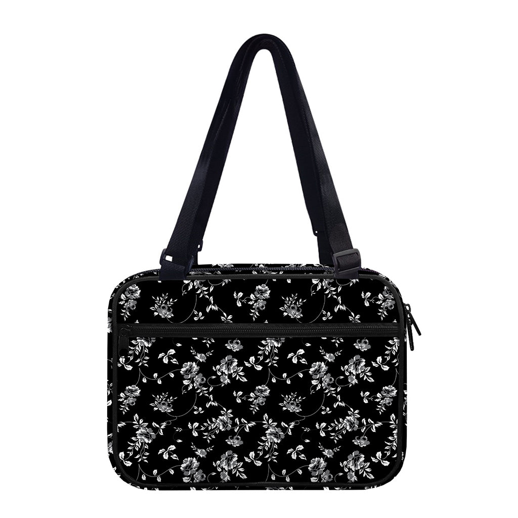 Black And White Flower Print Double Strap Bible Bag