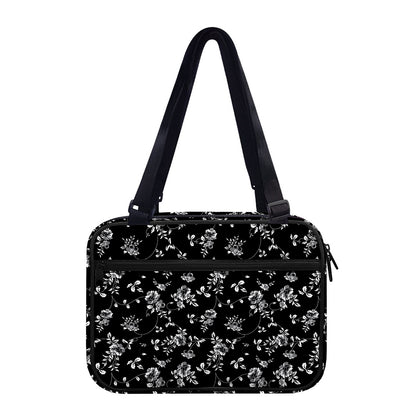 Black And White Flower Print Double Strap Bible Bag