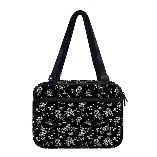 Black And White Flower Print Double Strap Bible Bag