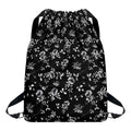 Black And White Flower Print Drawstring Backpack