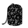 Black And White Flower Print Drawstring Makeup Bag