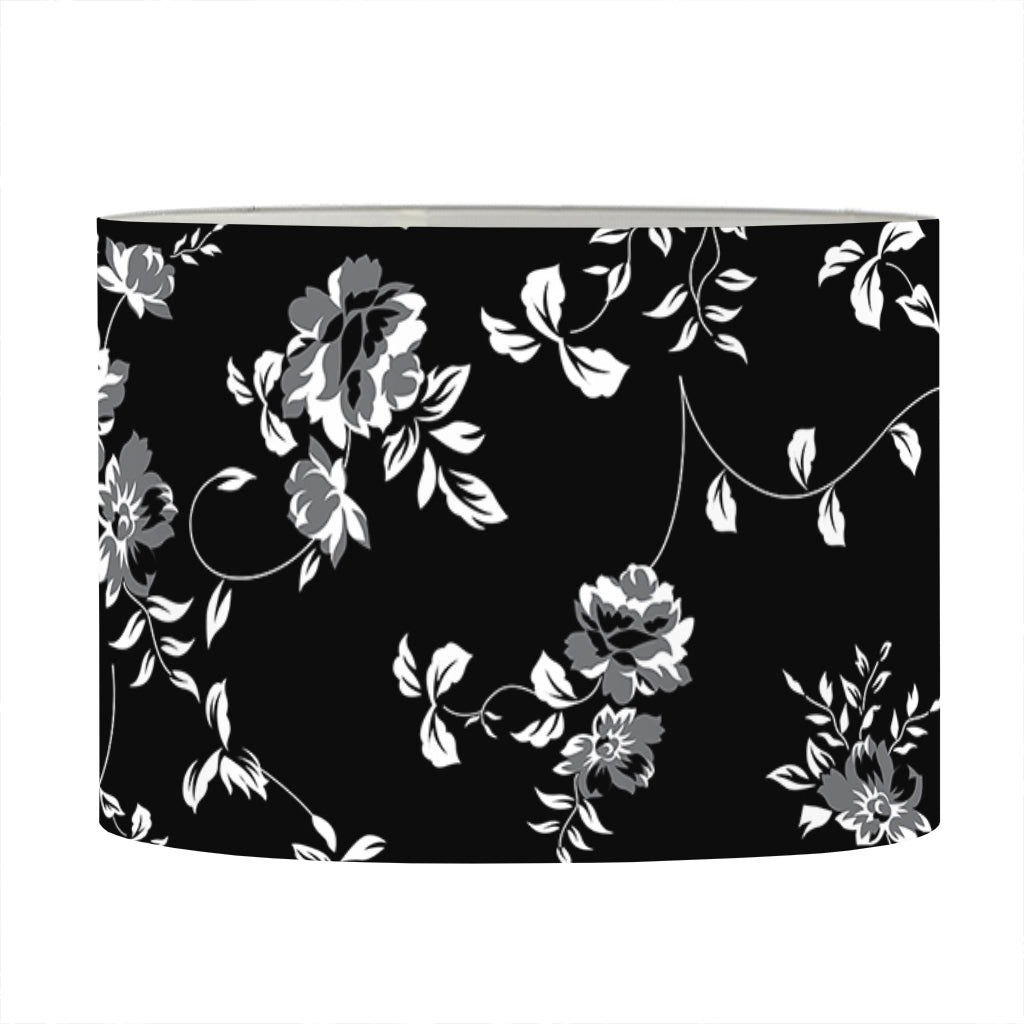 Black And White Flower Print Drum Lamp Shade