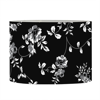 Black And White Flower Print Drum Lamp Shade