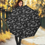 Black And White Flower Print Foldable Umbrella
