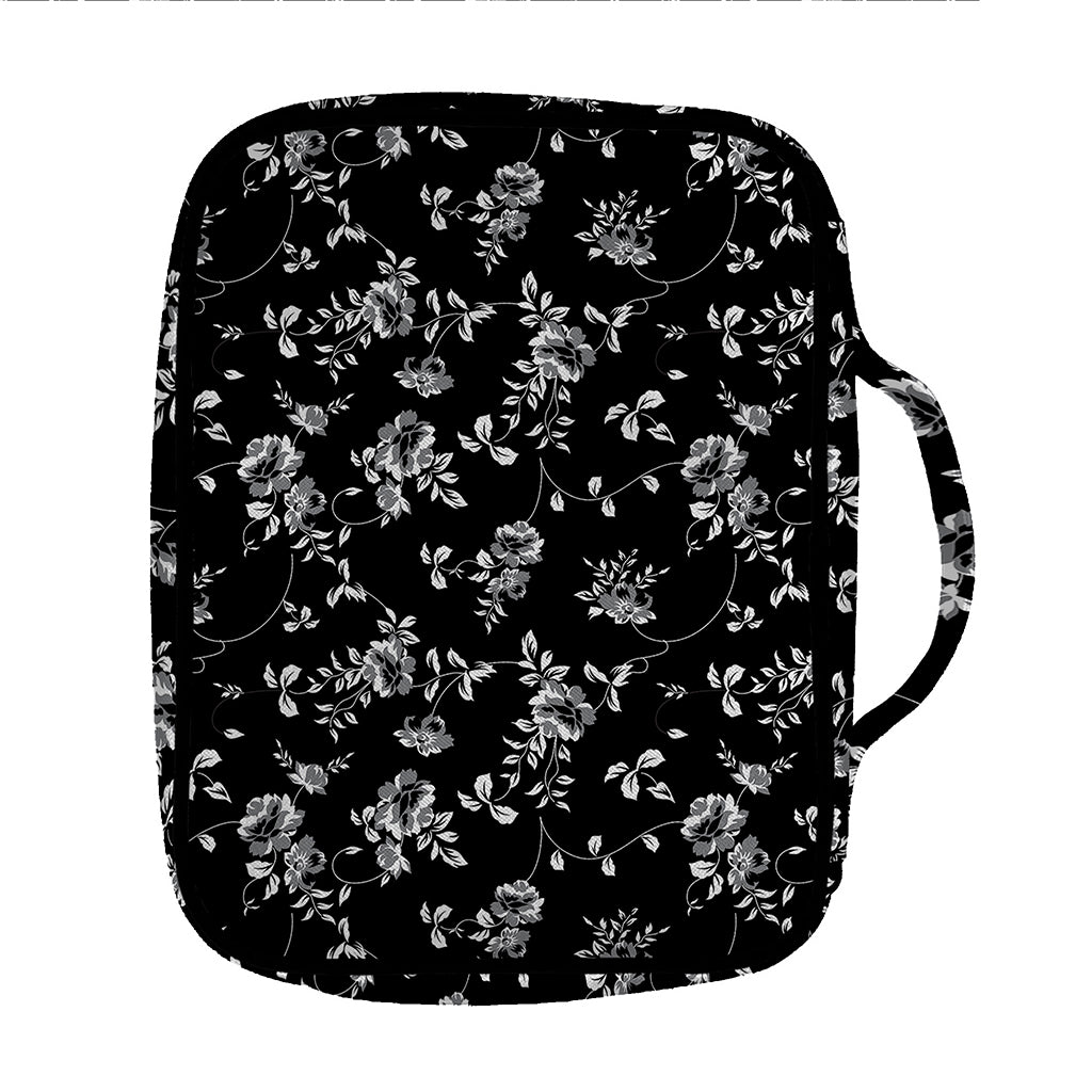 Black And White Flower Print Front Pocket Bible Bag