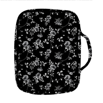 Black And White Flower Print Front Pocket Bible Bag