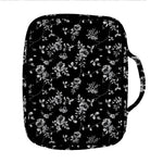 Black And White Flower Print Front Pocket Bible Bag