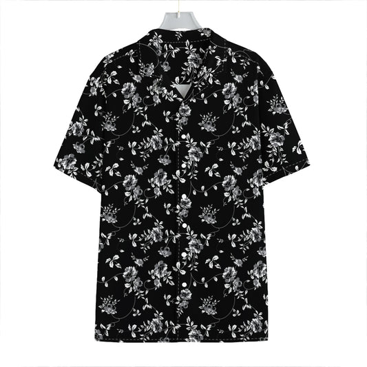 Black And White Flower Print Hawaiian Shirt