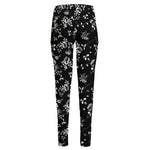 Black And White Flower Print High-Waisted Pocket Leggings