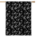 Black And White Flower Print House Flag