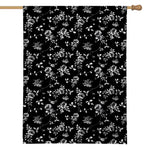 Black And White Flower Print House Flag