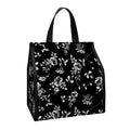 Black And White Flower Print Insulated Lunch Tote