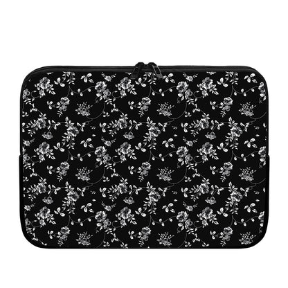 Black And White Flower Print Laptop Sleeve