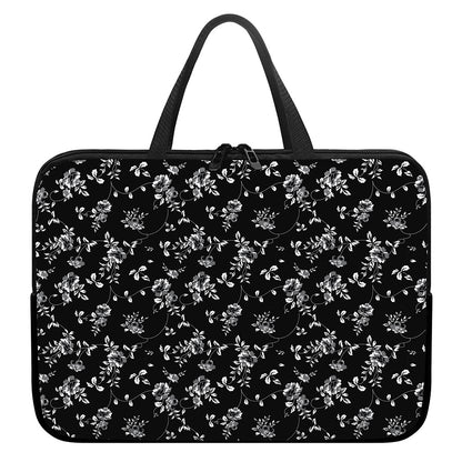 Black And White Flower Print Laptop Sleeve With Handle