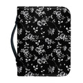Black And White Flower Print Leather Bible Cover