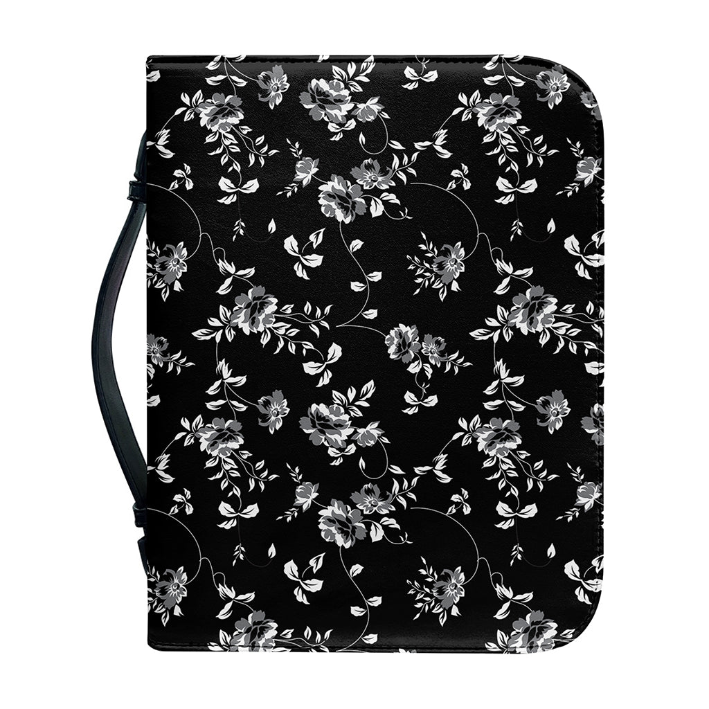 Black And White Flower Print Leather Bible Cover
