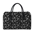 Black And White Flower Print Leather Duffel Bag