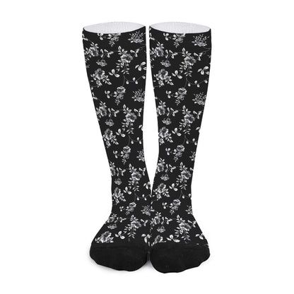 Black And White Flower Print Long Socks