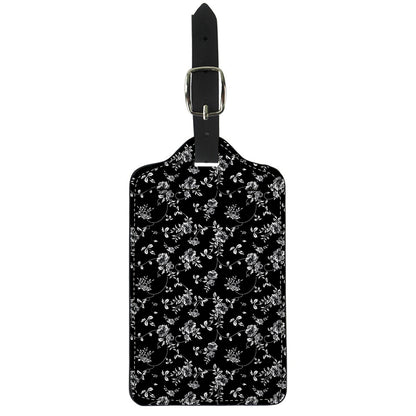 Black And White Flower Print Luggage Tag