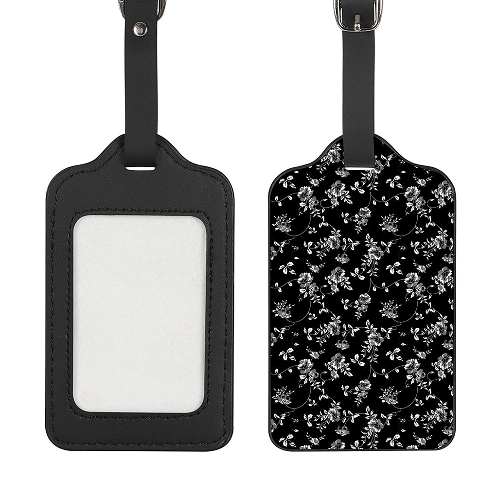Black And White Flower Print Luggage Tag
