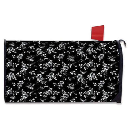 Black And White Flower Print Mailbox Cover