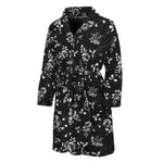 Black And White Flower Print Men's Bathrobe