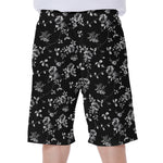 Black And White Flower Print Men's Beach Shorts