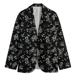 Black And White Flower Print Men's Blazer