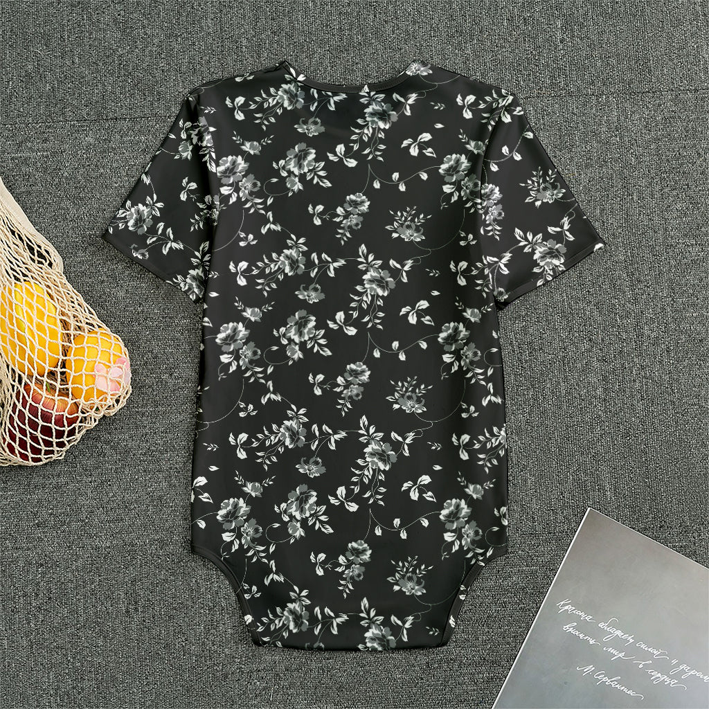 Black And White Flower Print Men's Bodysuit