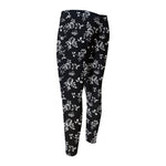 Black And White Flower Print Men's Compression Pants