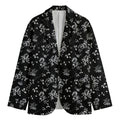Black And White Flower Print Men's Cotton Blazer