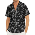 Black And White Flower Print Men's Deep V-Neck Shirt
