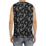 Black And White Flower Print Men's Fitness Tank Top