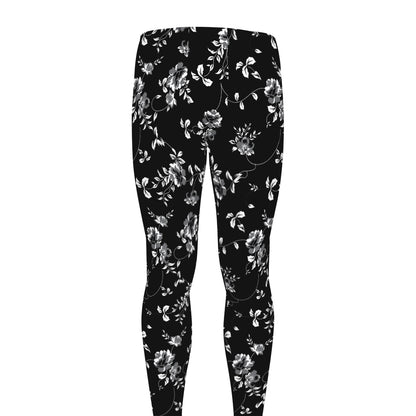 Black And White Flower Print Men's leggings