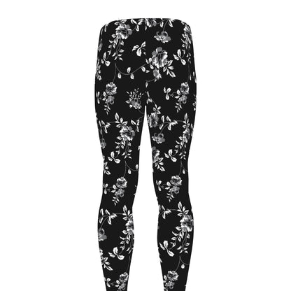 Black And White Flower Print Men's leggings