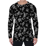 Black And White Flower Print Men's Long Sleeve T-Shirt