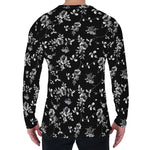 Black And White Flower Print Men's Long Sleeve T-Shirt